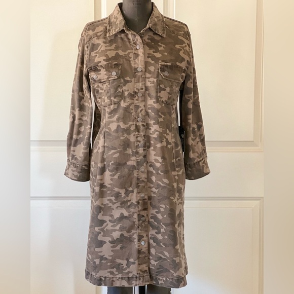 Tru Luxe Jeans Dresses & Skirts - Tru Luxe Jeans Camo Utility Shirt Dress Snap Front NWT Size M